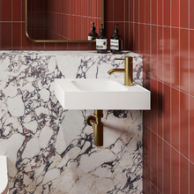 Mia 470mm Matte White Wall Hung Basin with Overflow